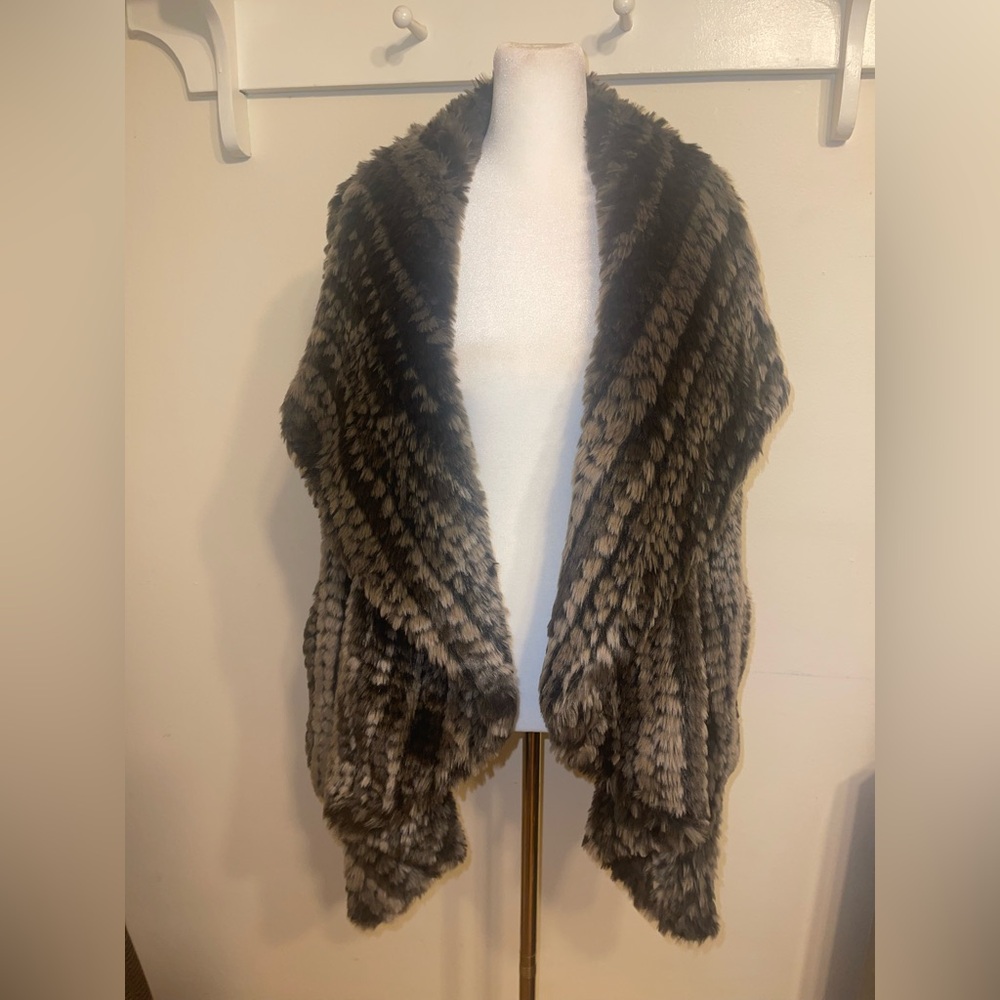 Boston Proper Faux Fur Stole in Brown and Black Size Medium
